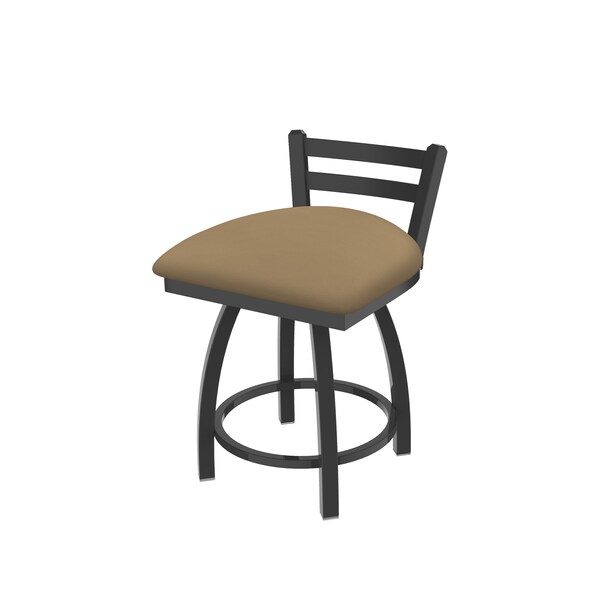18" Low Back Swivel Vanity Stool, Pewter Finish, Canter Sand Seat
